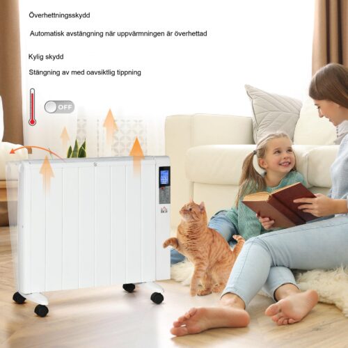 Elvärmare 2000W med fjärrkontroll och hjul – 4 lägen för bekväm uppvärmning upp till 15 m²