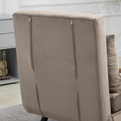 Fåtöljsäng med femvägs justerbart ryggstöd – platsbesparande design, sammetslook och robust stålram
