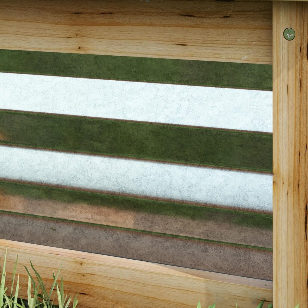 Upphöjd bädd Blomlåda i metall och trä för trädgård och balkong | Rymlig planteringsyta (80x35x30cm) med självdränerande design | Väderbeständig konstruktion