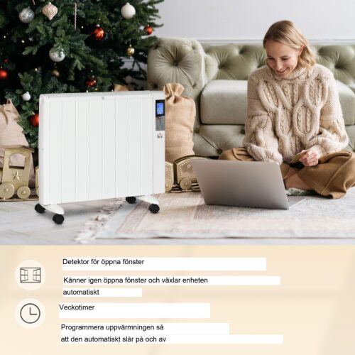 Elvärmare 2000W med fjärrkontroll och hjul – 4 lägen för bekväm uppvärmning upp till 15 m²