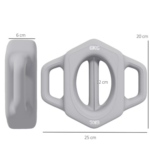 3-i-1 hantel för styrketräning – mångsidiga greppalternativ, golvvänlig design, 6 kg metallkonstruktion