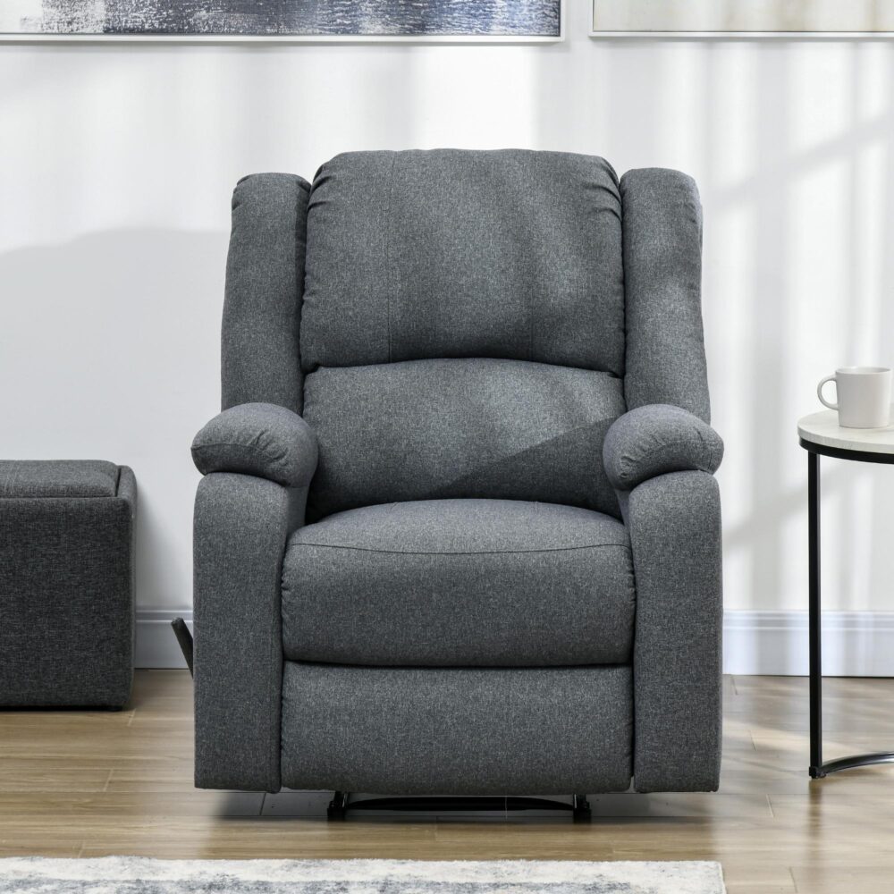 Fåtölj med justerbart ryggstöd och fotstöd, robust stålramstöd upp till 150 kg, tidlös design för maximal komfort