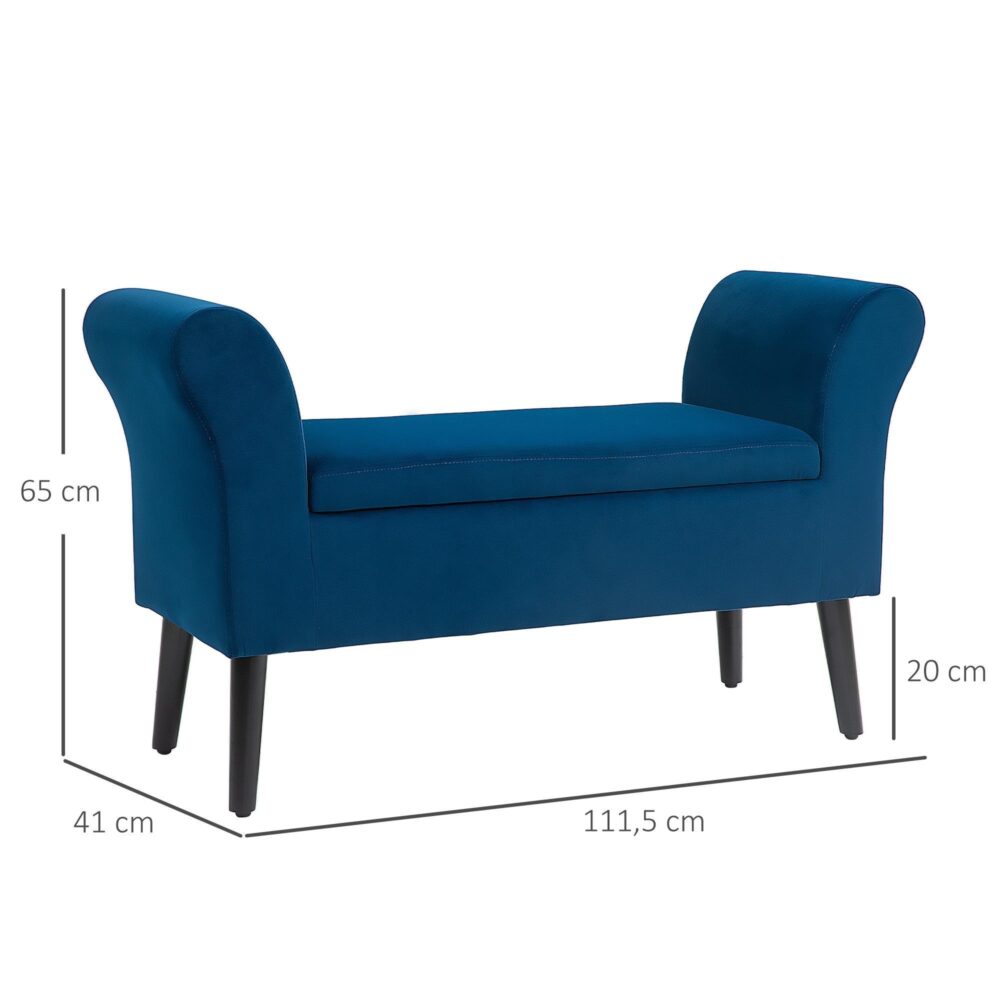 Elegant stoppad förvaringsbänk med armstöd | Mångsidiga sittplatser och bekväm design för hall eller sovrum