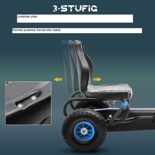 Justerbar sittplats Gokart för barn med gummidäck – Hållbar och säker för barn i åldrarna 5-12 år | Batterifritt nöje