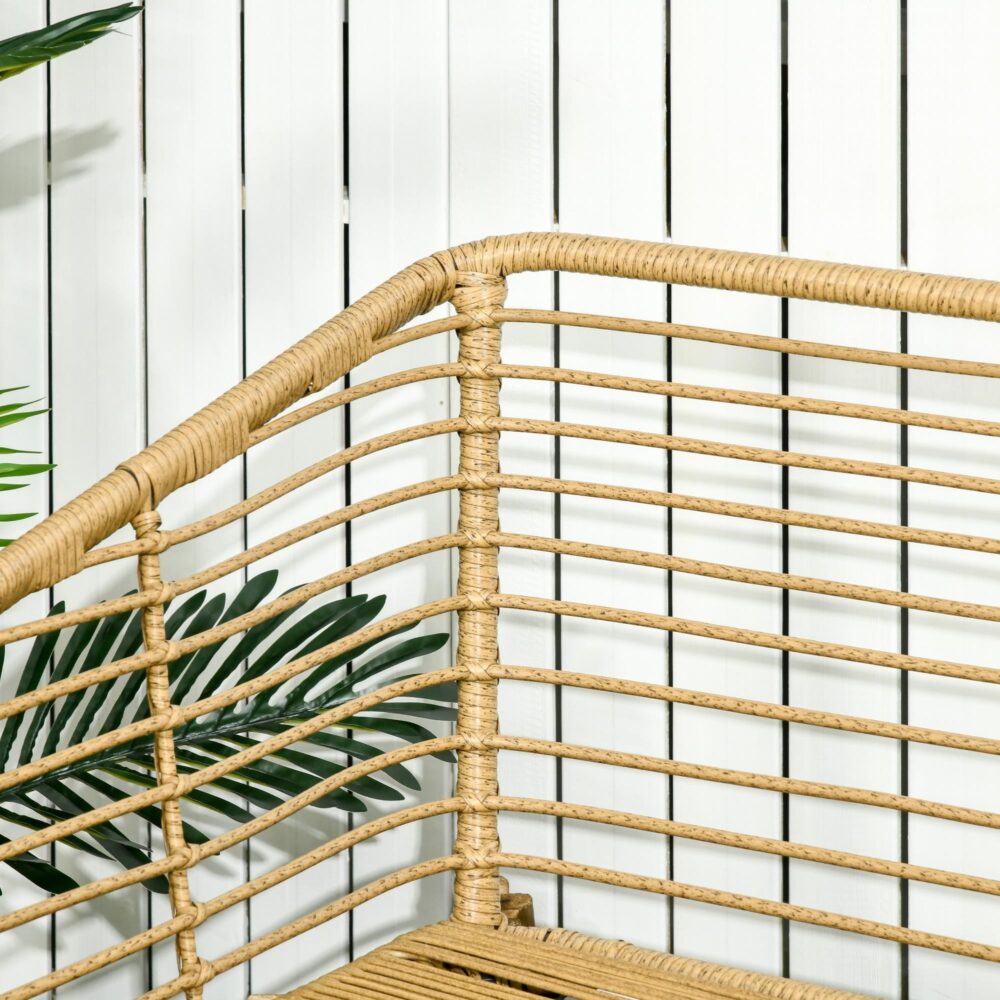 4 -TLG rotting trädgårdsmöbler för 4 personer – boho -stil, bekväma sittplatser utomhus med vadderade kuddar och justerbart glas soffbord