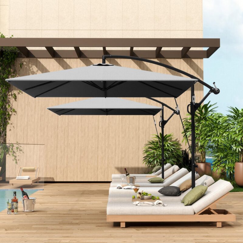 Konsol Parasoll Ø260cm UV-skydd 50+ | Vindtätt, vattenavvisande och lutbart trädgårdsparaply med stativ och överdrag