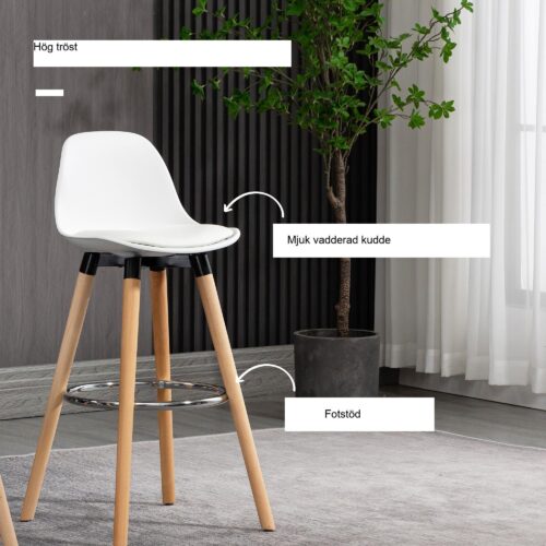 Set med 2 barstolar – Elegant Comfort | Skandinavisk design med säte i konstläder och halkfria dynor