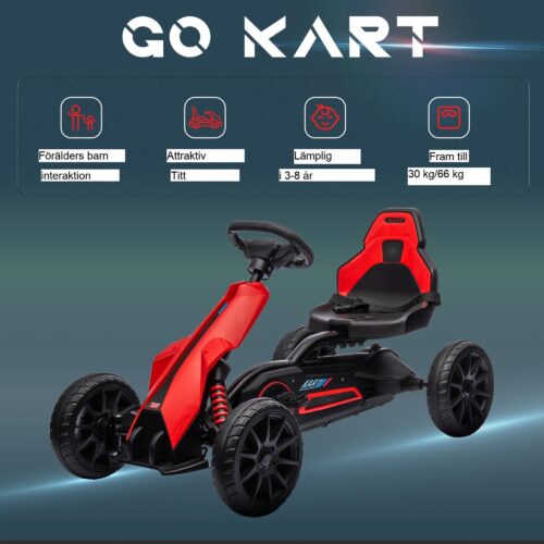 4-vägs justerbar sittplats Pedal Gokart för barn med handbroms för åldrarna 3-8 år | Enkel montering och smidig körupplevelse
