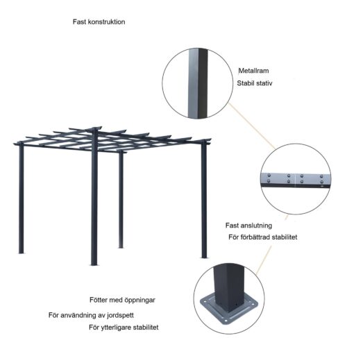 Elegant väderbeständig metallrospaviljong stabil växtbåge med enkel montering för trädgård och terrass