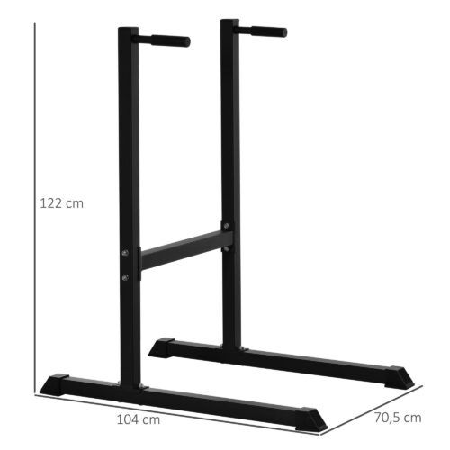 Dipstation Steel Black Dip Stand för mag- och ryggträning med ergonomiska vadderade handtag | Utrymmesbesparande design