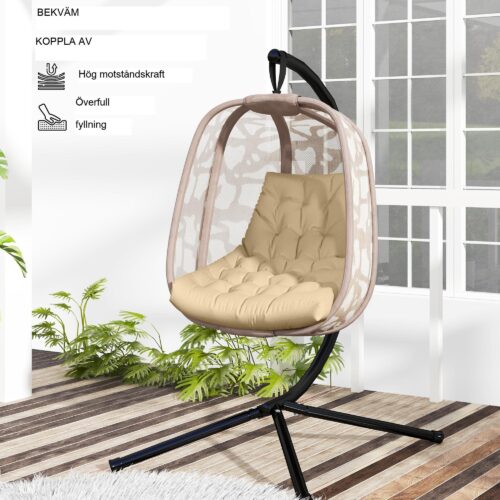Sittdyna för utomhusbruk – Elegant design för gungstolar och hängande korgar – Vattenavvisande polyesteröverdrag med snygg knappdetalj – passar SKU 84A-209