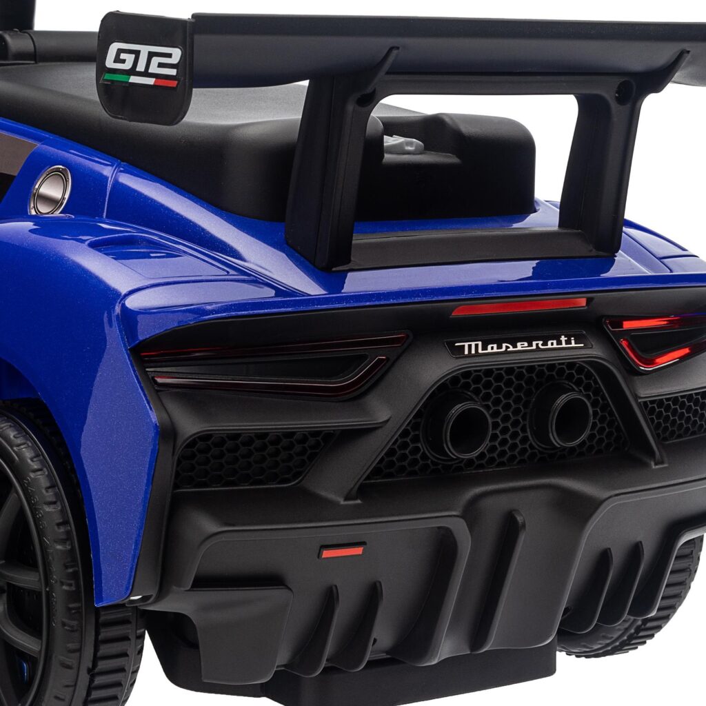 Officiell Maserati Design Ride-On Car med interaktiv ratt, horn och musik och inbyggt förvaringsutrymme för barn i åldrarna 1,5-5 år