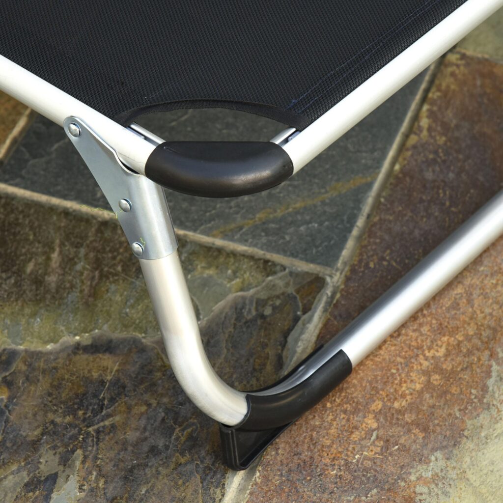 Justerbar trädgårdsstol med 5-vägs lutning - vik och förvara design | Ergonomisk solsäng i mesh för avkoppling utomhus