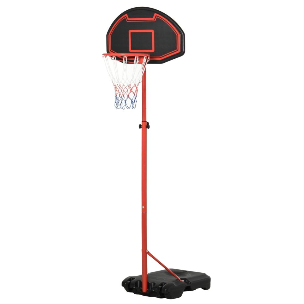 Basketkorg för utomhusbruk med justerbar höjd (194-249 cm) | Förstärkt stålring och väderbeständigt nät | Mobilt stativ med hjul för enkel förflyttning