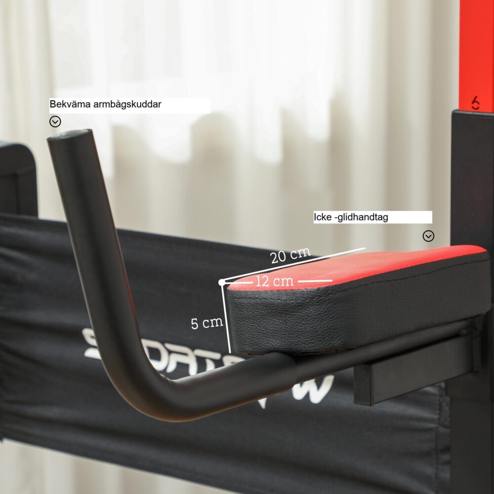 Justerbar Power Tower med multifunktionell pull-up- och dip-station – kompakt vikbar design för hemmagym | Upp till 223 cm höjdjustering