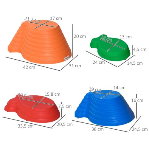 River Stones Balance Play Set för barn – förbättra koordination och balans med halkfri design | Robust upp till 100 kg, stapelbar förvaring