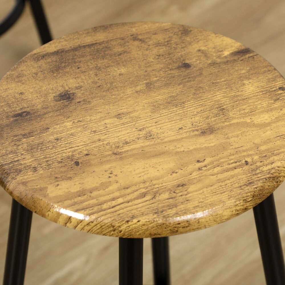 5-delat barbordsset med 4 pallar | Platsbesparande industridesign i rustik-brun metall