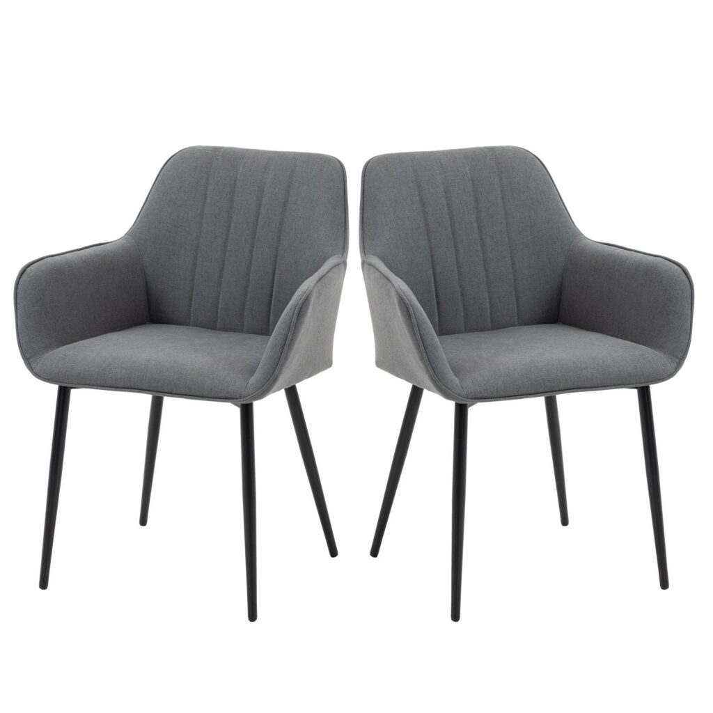 Set med 2 matstolar | Bekväm och snygg design med andningsbart linneöverdrag, metallben och halkfria fötter