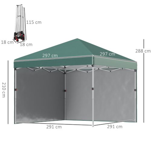 Hopfällbart lusthustält med UV-skydd 30+, enkel installation och vattenavvisande design – Stabilt vintersäkert popup-trädgårdsskydd med två sidoväggar, justerbar höjd och bärväska