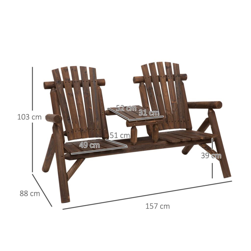 Trädgårdsbänk med bordsset - Ergonomisk komfort och hållbar design i massivt trä för terrass och trädgård