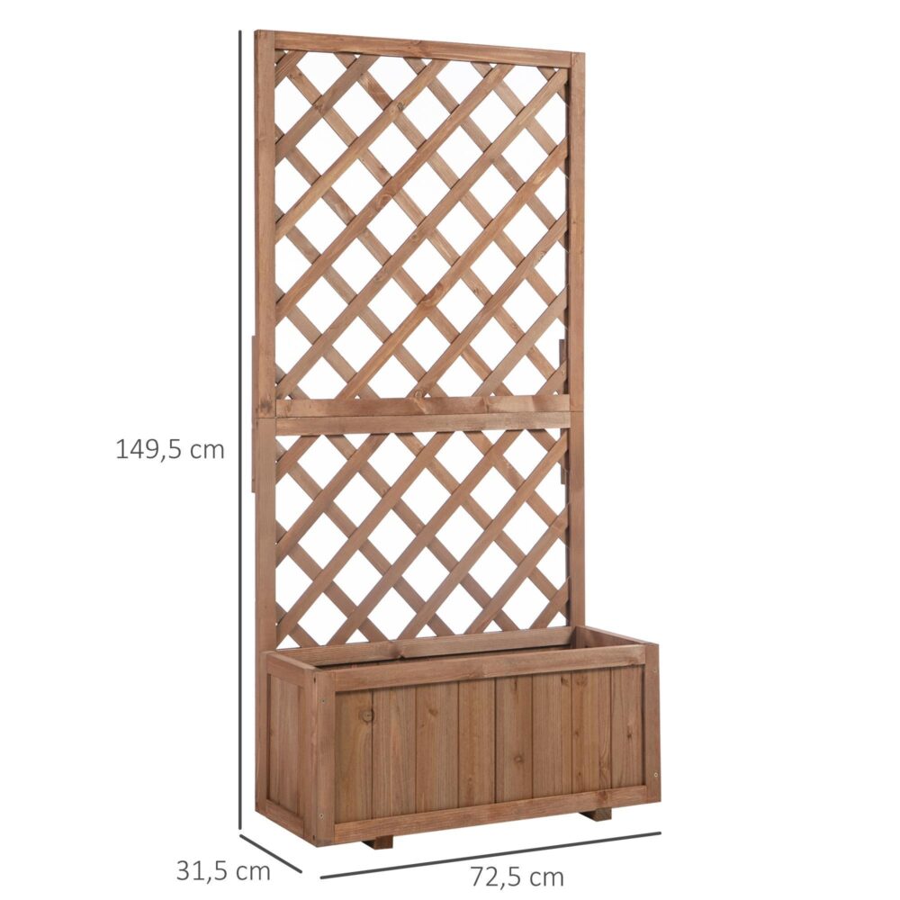 Anpassningsbar planteringslåda med spaljé – Väderbeständig konstruktion i massivt trä för klättrande växter och blommor | 72.5×31.5×149.5cm