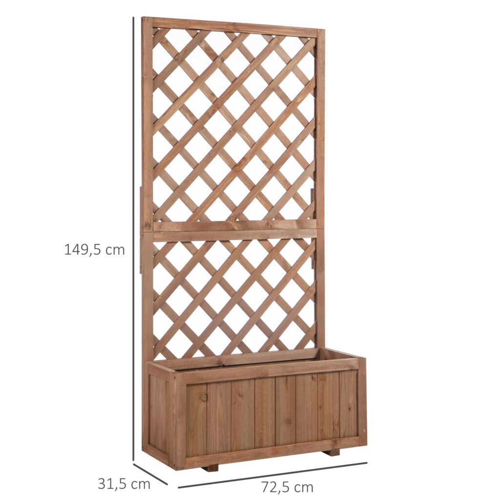Anpassningsbar planteringslåda med spaljé - Väderbeständig konstruktion i massivt trä för klättrande växter och blommor | 72.5x31.5x149.5cm
