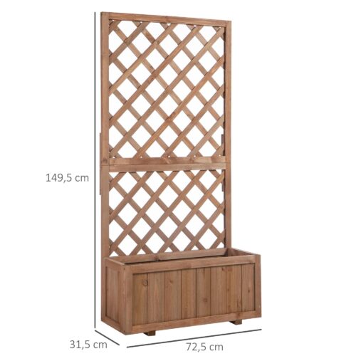 Anpassningsbar planteringslåda med spaljé – Väderbeständig konstruktion i massivt trä för klättrande växter och blommor | 72.5×31.5×149.5cm