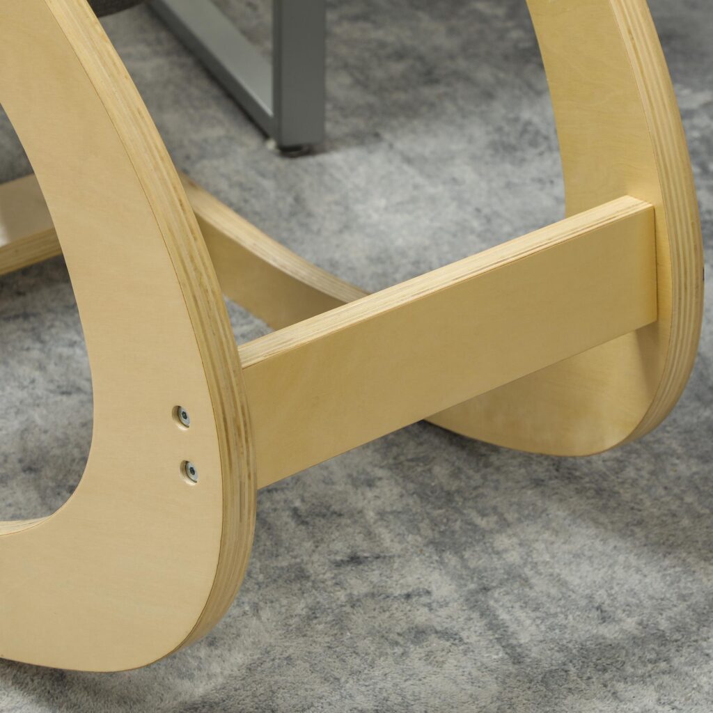Ergonomisk knäpall med hållningsförbättring, gungande design - slitstark ram av björkträ, 120 kg lastkapacitet, grå