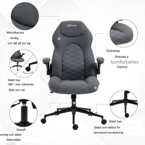 Ergonomisk kontorsstol med vippfunktion – [Ergonomisk design för komfort hela dagen] – [Justerbara armstöd och sitthöjd]