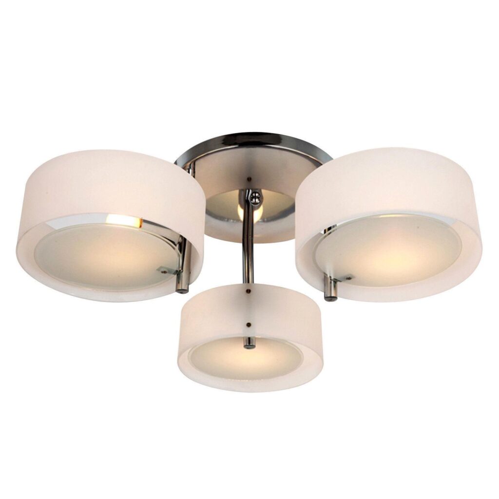 Modern 3-ljus E27 LED-taklampa med krom akrylskärm - enkel installation och varmvit belysning för vardagsrum