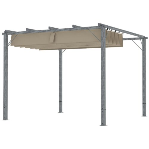 Pergola i aluminium 3x3m med infällbart UV-skydd (UPF30+) och säker magnetisk passform | Fristående trädgårdspaviljong för uteplats och trädgård