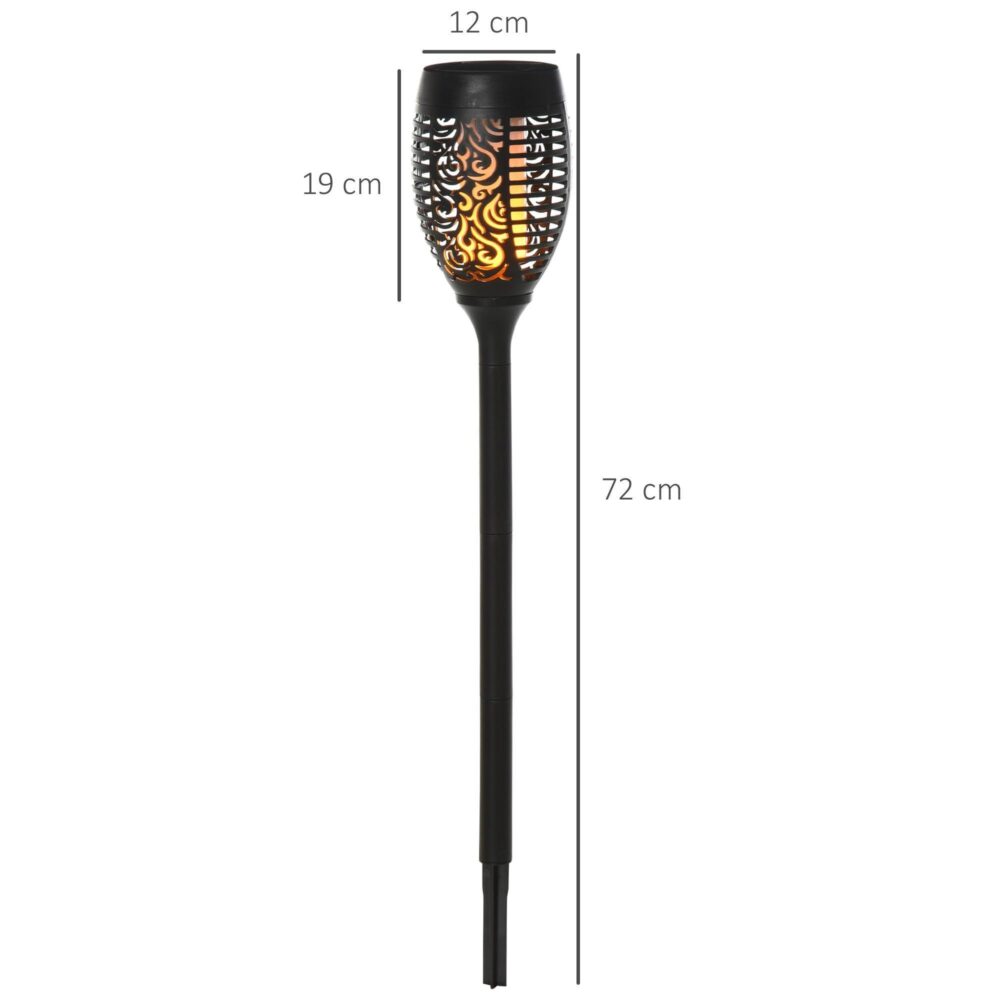 Solar Light Utomhus Set med 4 Trädgårdslampor IP44 Vattentät med Varm Flimrande LED och 6-8 timmars brinntid