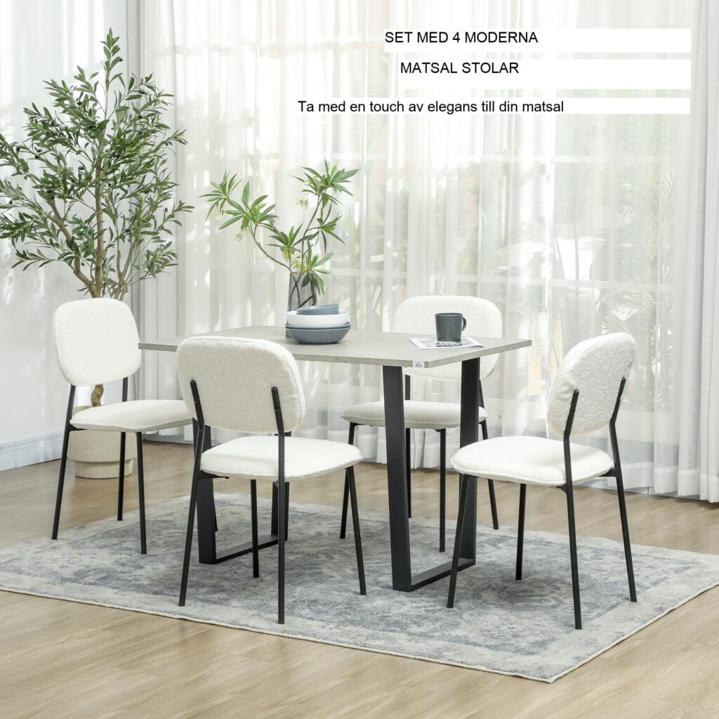 Matstolar set med 4 med ergonomisk komfort och modern elegans, sammetsklädd stol, stålben för matsal eller vardagsrum