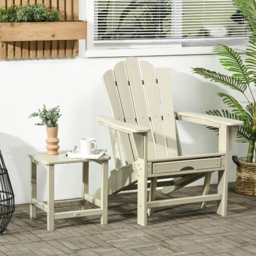 Ergonomisk Adirondack trädgårdsstol med sidobord och hopfällbar fotpall – Hållbar HDPE-design för ultimat komfort