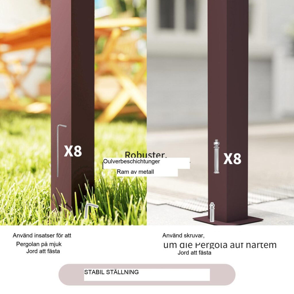 Pergola Paviljong 3x2,5m med Justerbar taklucka, Insynsskydd och Planteringskärl - Mörkbrun