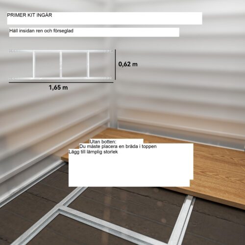 Snabbinstallerad trädgårdsskjul i metall 2,3 m² (ljusgrå) med låsbar dörr, grundsats och handskar