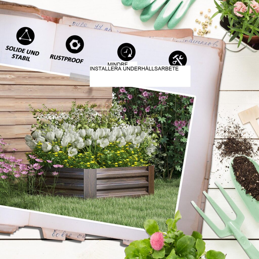 Stål upphöjd bädd sexkantig blomlåda med öppen botten - robust konstruktion och enkel montering