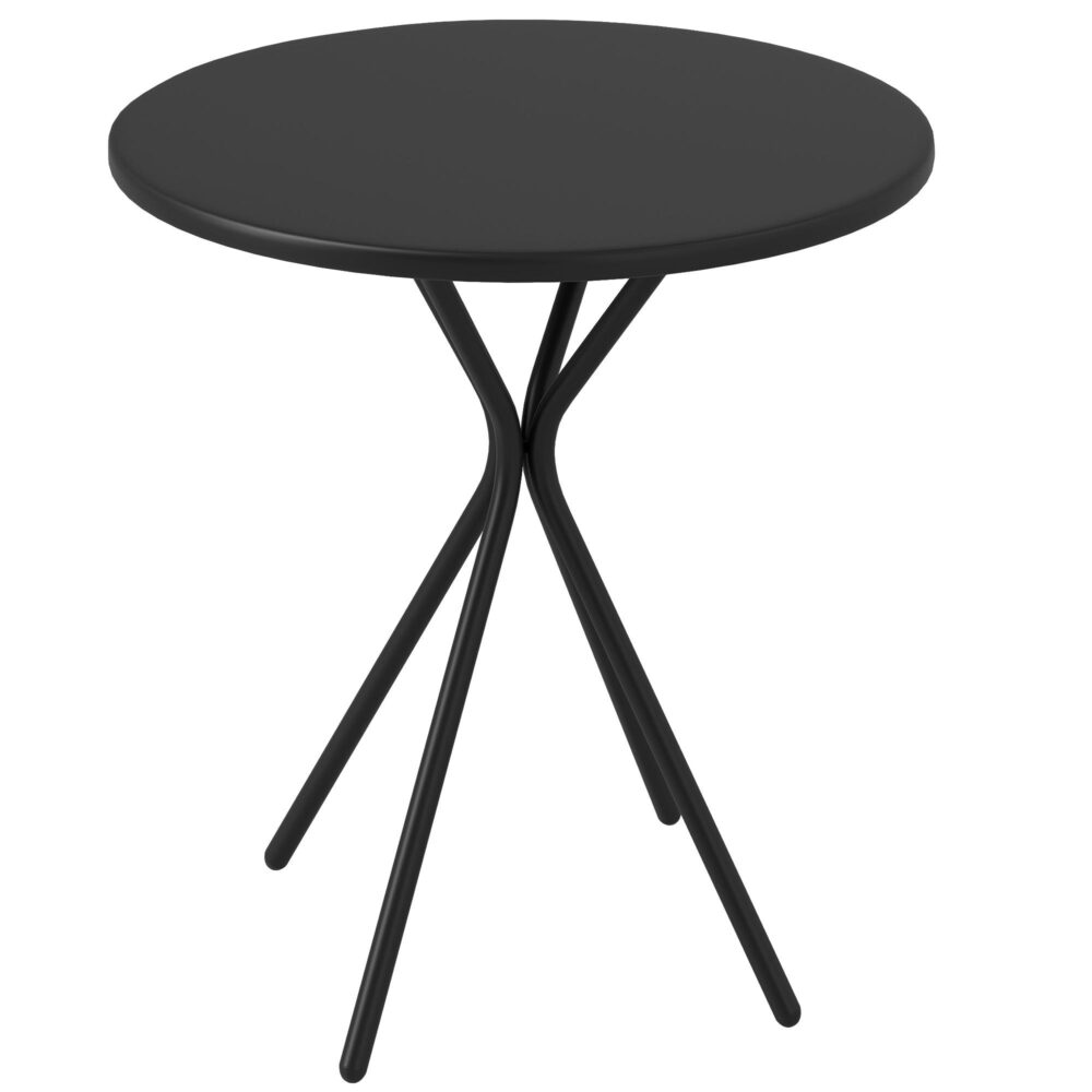 Trädgårdsbord Ø60 x 70 cm, Väderbeständigt balkongbord i stål med rundade kanter och skyddande fotkuddar – Enkel montering