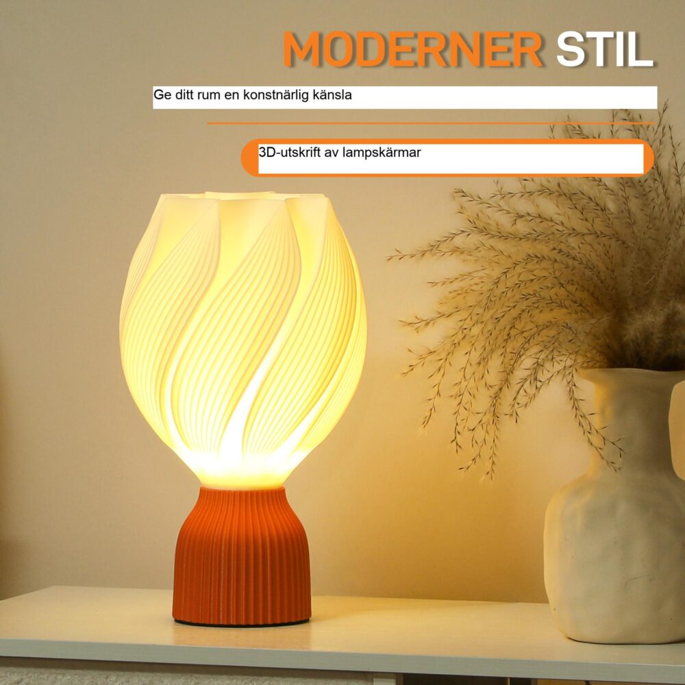 3D-printad blomliknande design | Energieffektiv LED-bordslampa med E27-sockel för flexibel belysning