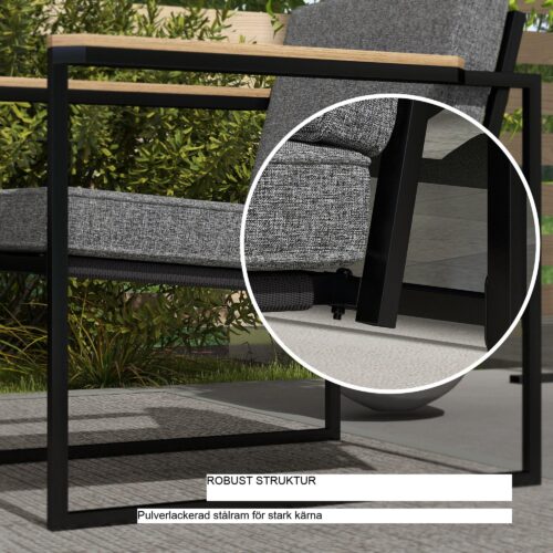 Trädgårdsmöbler 4-delat set: väderbeständig soffa loveseat stolar soffbord med bekväma kuddar – grå