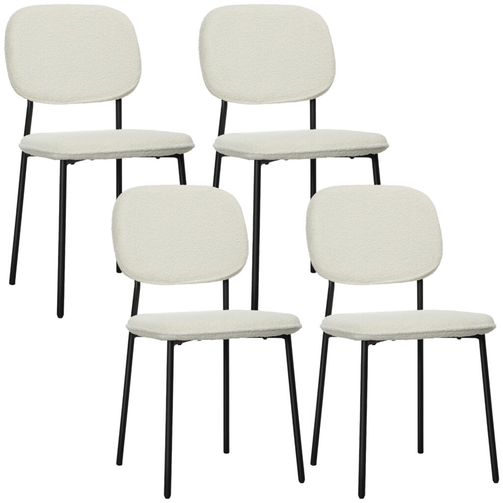 Matstolar set med 4 med ergonomisk komfort och modern elegans, sammetsklädd stol, stålben för matsal eller vardagsrum
