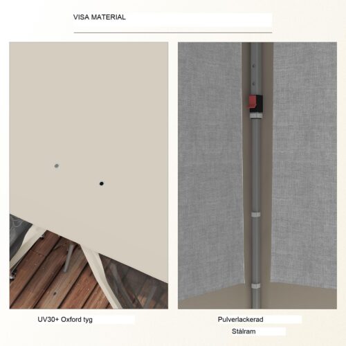 Lusthus 3x3m med snabbinstallation – 4 nätgardiner och UV-skydd, pop-up-design, fönster och bärväska