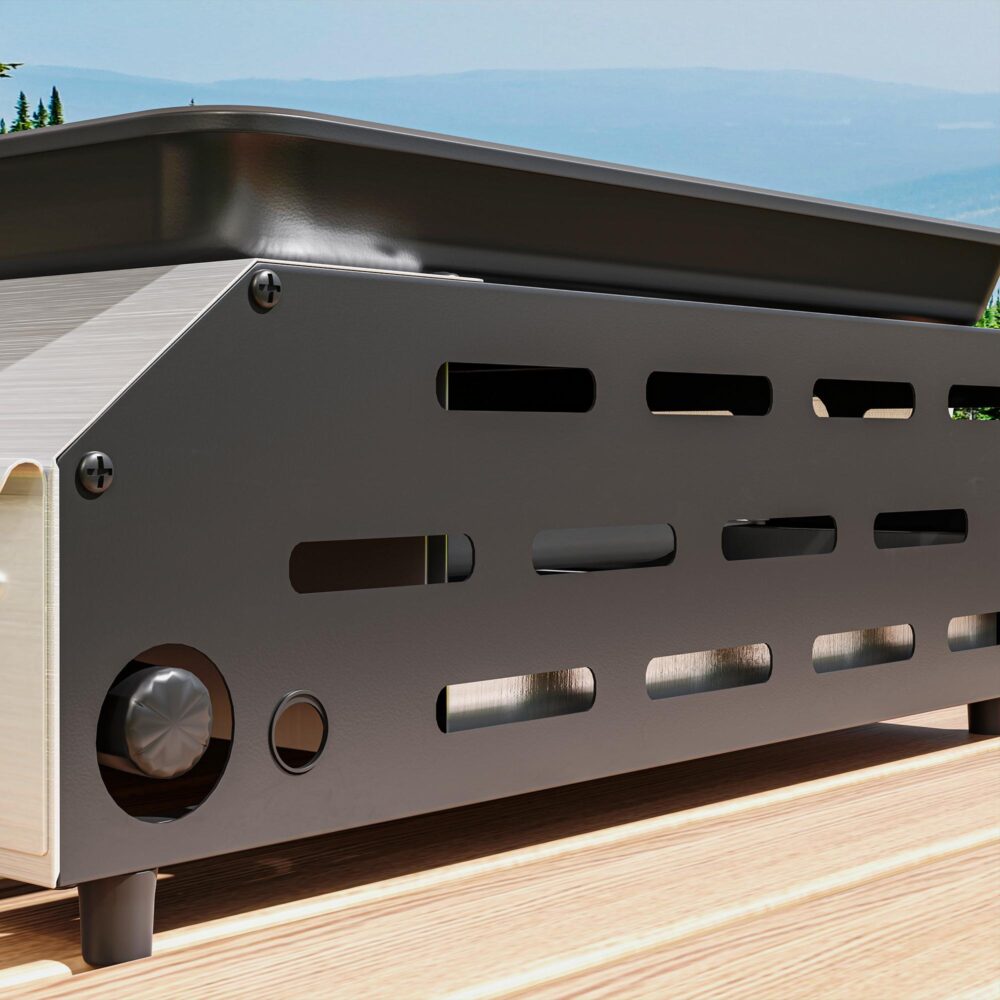 8000BTU Gasgrillvagn med fyra brännare i rostfritt stål – Kompakt och bärbar campinggrill med justerbara ben