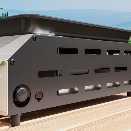 8000BTU Gasgrillvagn med fyra brännare i rostfritt stål – Kompakt och bärbar campinggrill med justerbara ben