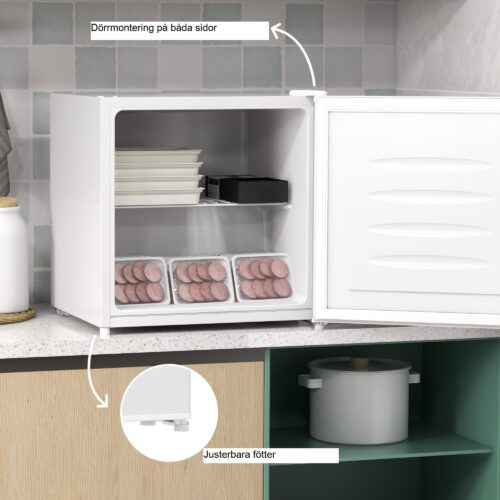 Minifrys 35L kapacitet – 5-stegs justerbar temperaturkontroll, energieffektiv med R600a kompressor, kompakt och platsbesparande design