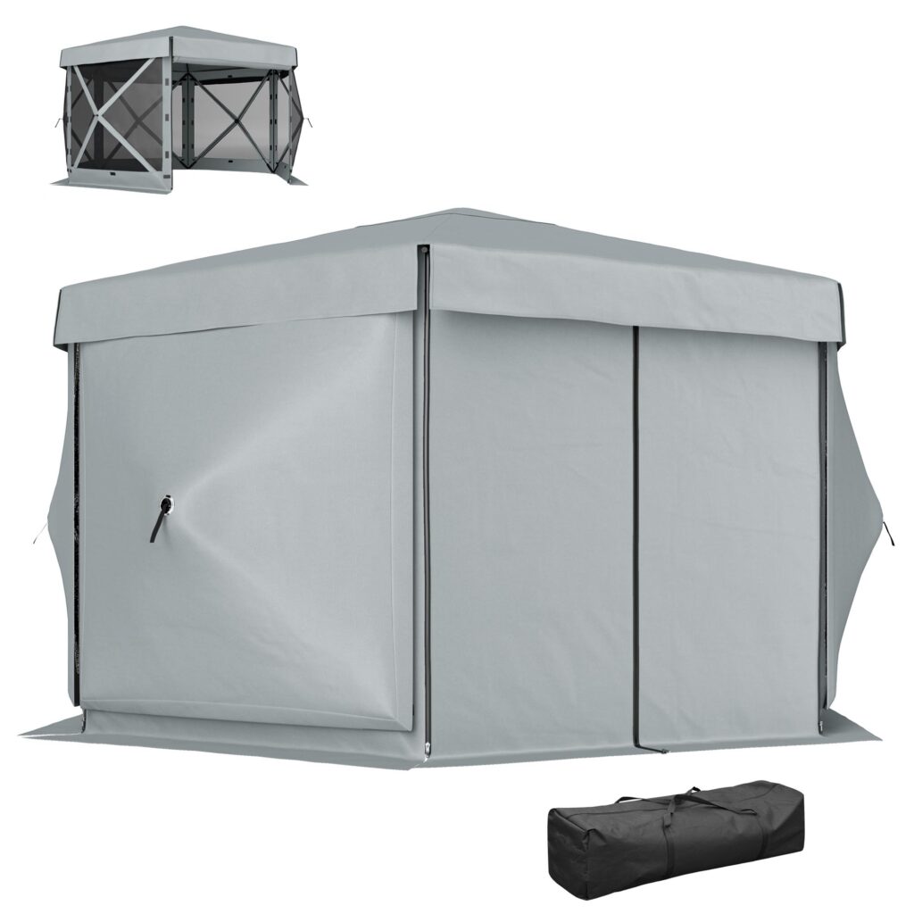 Snabbinstallation Vattentätt sexkantigt lusthus (3,6x3m) med UV30+-skydd, vikbar design och bärbar bärväska