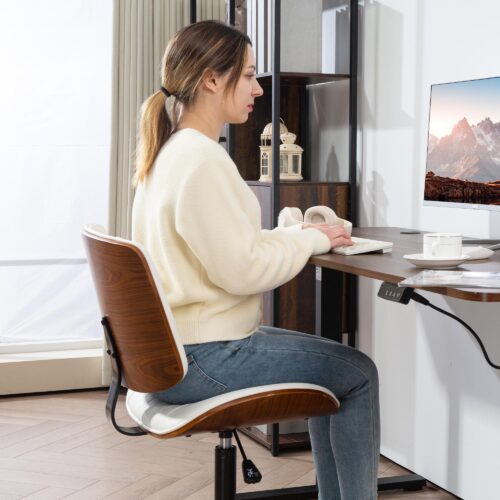 Retro Elegance kontorsstol med höjdjusterbar vippfunktion, svängbar design för smidig rörlighet, konstläder