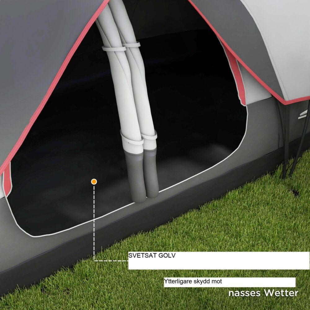 Campingtält för 8 personer med separata sovrum – rymligt familjevänligt tunneltält, 2000 mm vattenavvisande, nätfönster, bärväska ingår