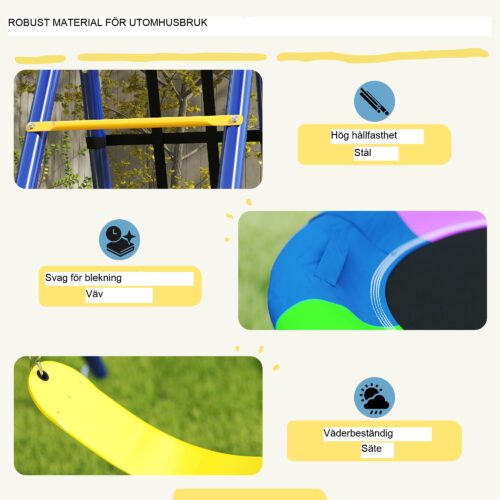 6-i-1 stålgunga för barn | Multi-Activity Fun Frame med bältesgunga, Nest Swing, klätternät, basketkorg och enkel montering för barn i åldrarna 3-8