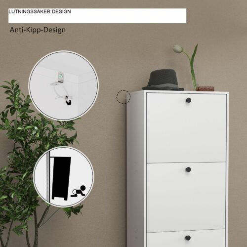 Platsbesparande skoförvaringsskåp med justerbara avdelare för 12 par, modern design och anti-lutningssäkerhet